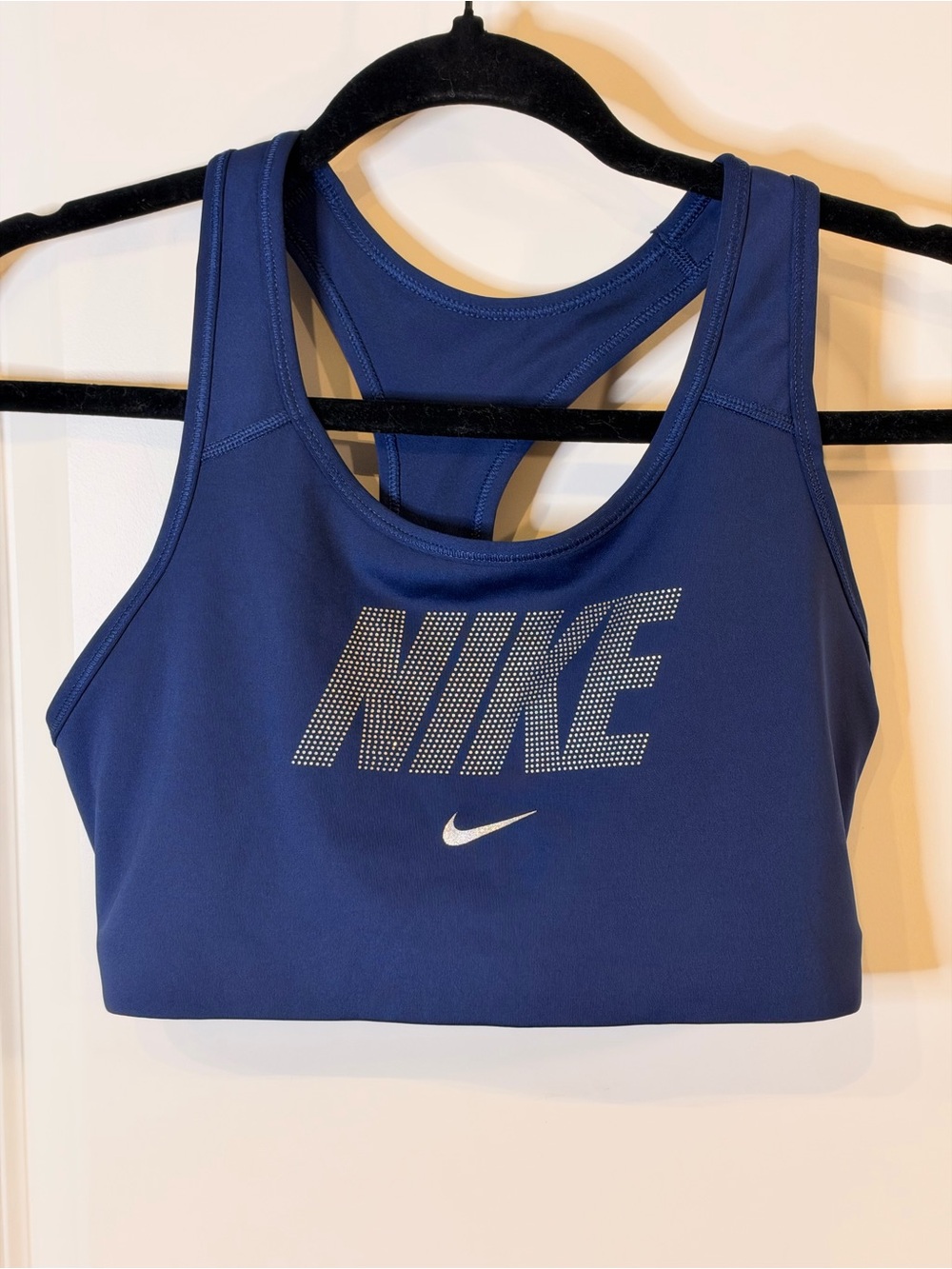 Nike Dri-FIT Blue Bedazzled Rhinestone Logo Sports Bra